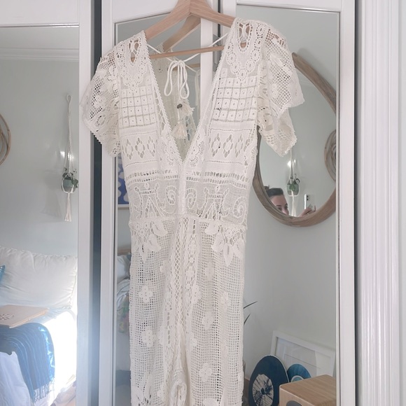 Spell Designs Woodstock white lace jumpsuit in XS